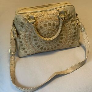 Tan boho Isabella Fiore designer bag, with tags. Like new